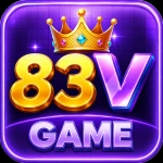 83V Game logo featuring bold gold and purple 3D "83V" text beneath a golden crown on a glowing purple background, with "GAME" displayed at the bottom in glossy silver lettering.