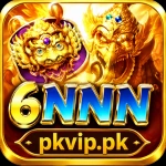 6NNN Game app icon featuring two golden mythical dragon heads on a glowing gold background, bold blue and gold "6NNN" text, and the website pkvip.pk displayed at the bottom.