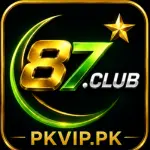 87Club Game logo with PKVIP.PK watermark for Android APK Download 2026.
