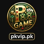 P88 Game logo featuring gold casino-themed icons on a dark background with the pkvip.pk website watermark below.