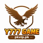 Y777 Game logo featuring a golden eagle emblem with Y777 GAME text and pkvip.pk branding on a white background.