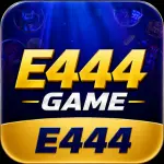 E444 Game logo with gold 3D E444 text, blue background, and GAME title