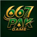 667 PAK Game logo featuring gold and green 3D lettering with playing-card symbols on a dark green background.