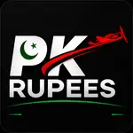 PKRupees APK logo featuring Pakistan flag colors and an airplane design