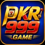 PKR999 Game logo with gold text on a blue background