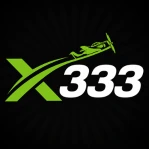 X333 Game logo with green airplane graphic on black background