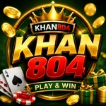 Khan804 Game logo with cards, coins, chips, and “Play & Win” text