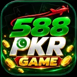 588PKR Game logo with green 588 text, silver PKR lettering, red airplane, and GAME banner